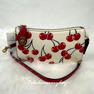 Coach Penn Shoulder Bag With Cherry Print In Leather/Gold/Chalk CCC47 NWT